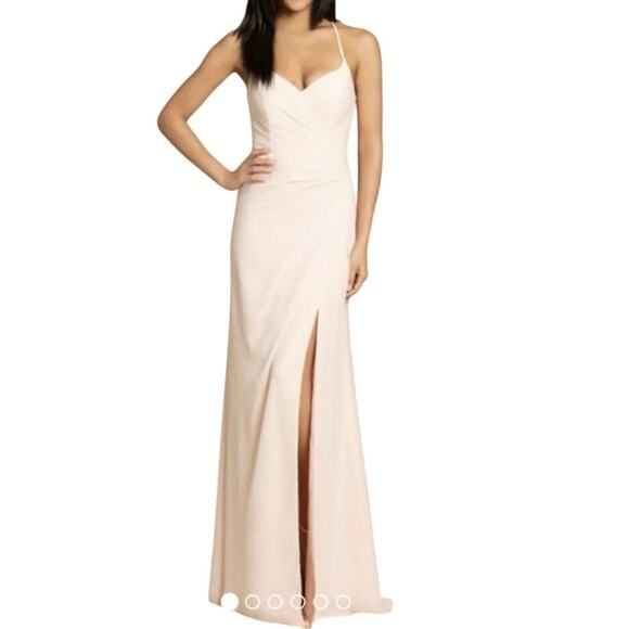 HAYLEY PAIGE OCCASIONS Formal Bridesmaid Dress Gown 5955 Blush - Sz 12 - NWT - Picture 1 of 10